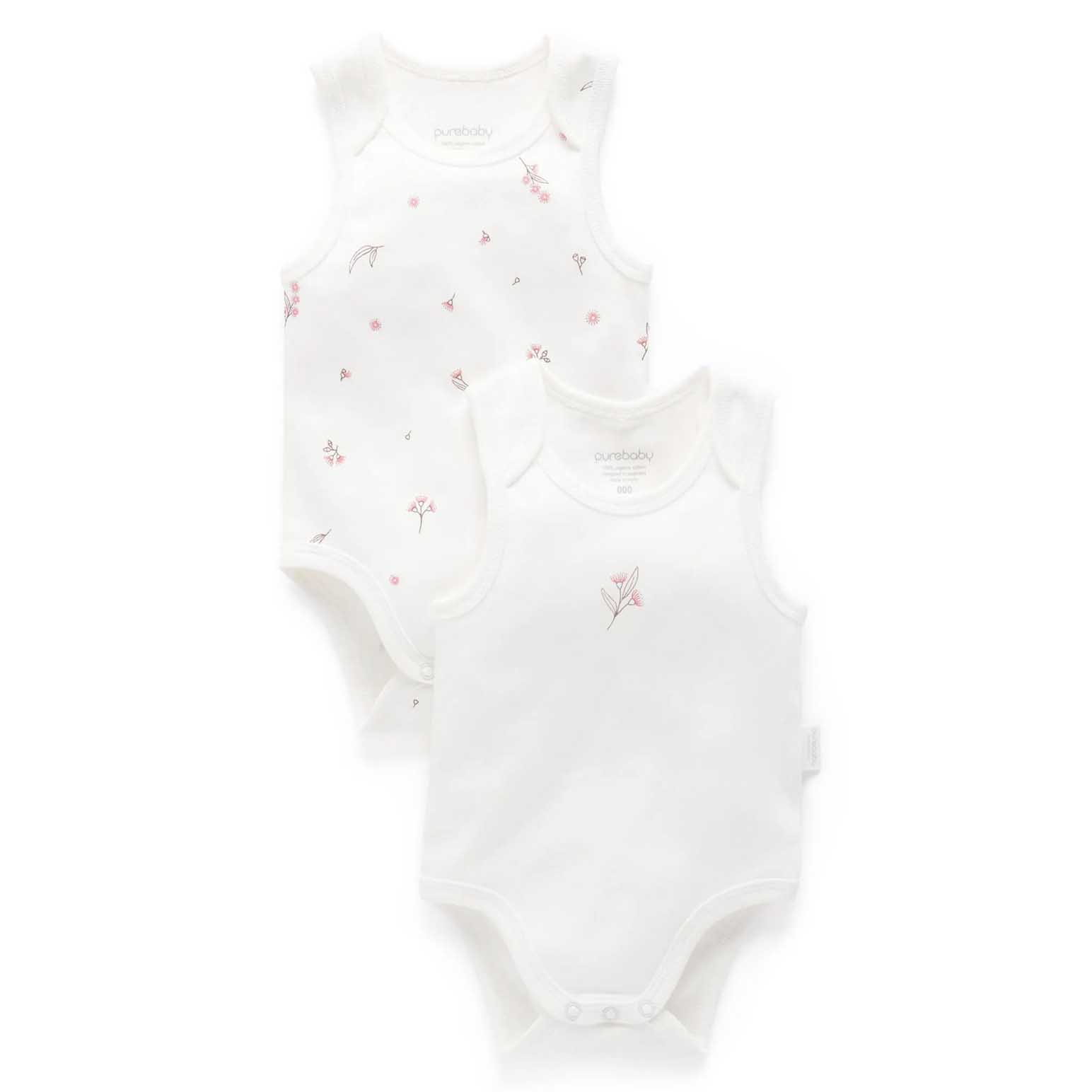 Purebaby 2 Pack singlet Bodysuit